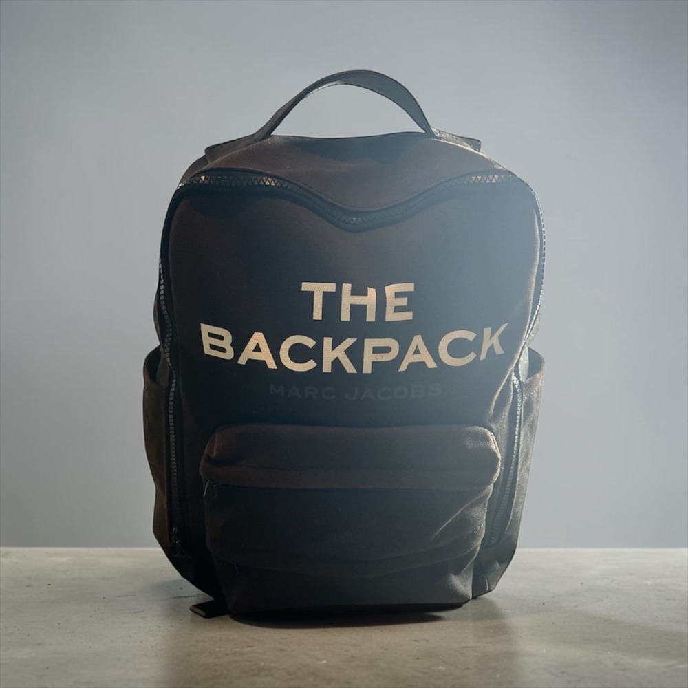 Marc Jacobs The Backpack Brown Canvas Logo Large Zip Travel School Bag